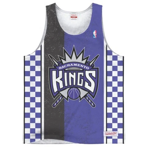 Mitchell Ness Sacramento Kings Shot Clock Tank Top Dye SUBLIMATED Sleeveless Cover