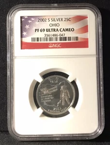 Ohio State Quarter 2002 S Silver Proof NGC PF 69 Ultra Cameo 2nd Highest grade - Picture 1 of 2