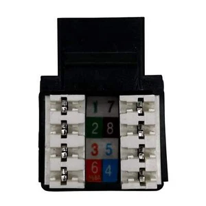 Punch Down Keystone Jack Insert Cat5 (RJ45) T568A Snap-in Black CAT5 - Imagen 1 de 6