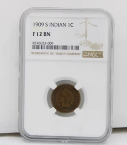 1909 S Indian Head Cent 1 C NGC F 12 BN Coin - Picture 1 of 4