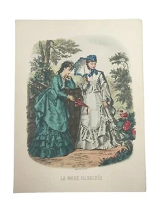 VTG Victorian Print La Mode Illustree Gilquin Fils. imp Paris 2 Family Heirloom - Picture 1 of 5