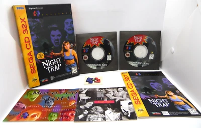 Night Trap (Sega 32X, 1994) Complete CIB W/ Reg Card + Temp Tattoo Tested Workin - Image 1 of 4