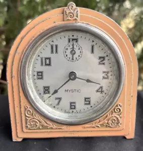 Antica scrivania/sveglia mistica Art Nouveau/Decò 1910 - 1925 - ROSA - VIDEO - Foto 1 di 9