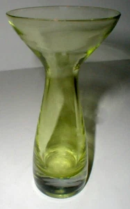 Gullaskruf Helkristall Sweden Mid Century Modern Chartreuse Glass Hyacinth Vase - Picture 1 of 4