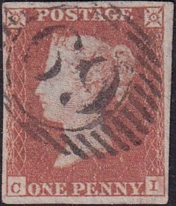 1841 SG8 1d Red Imperf. Lettered CI. No 69 Cancel of Kilburn. Ref 17/8 - Picture 1 of 3