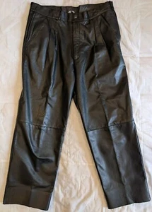 Vintage Echtes Leder Leather Pants Sz 36 Black - Excellent Condition - Vtg - Picture 1 of 13