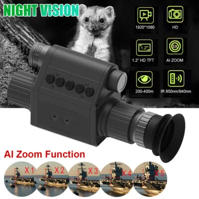 Laser IR Night Vision Scope 5x AI Zoom Crosshair Adjustable 32GB 1080P Video Cam - Image 1 of 4