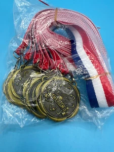 Science Medals with Red/White/Blue Ribbons 10pk - Picture 1 of 4
