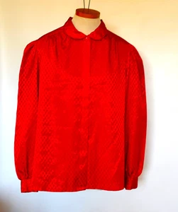 Vintage 70er 80er Judy Bond seidige rote Bluse Langarm Karriere Gr. 18 - Bild 1 von 4