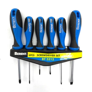 6PC Screwdriver Set Anti-slip Handles Magnetic tips Includes Storage Rack - Picture 1 of 4