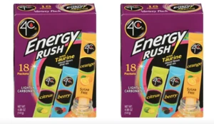 Confezione Varietà Energy Rush 2 Pezzi 4C con Taurina Bevanda Mix Set 36 CT SPEDIZIONE GRATUITA - Foto 1 di 8