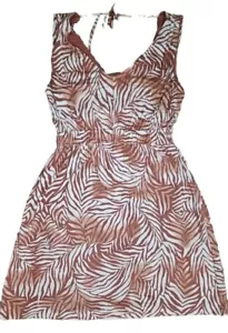 SOMA Weekend ärmelloses Kleid mit doppeltem VNeck Damen Small rosa weiß Zebramuster - Bild 1 von 5