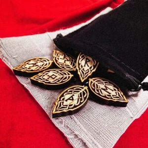 Norse rune set,  Viking Elder Futhark LEAF Rune set,  ASH WOOD USA  Pagan Gift - Picture 1 of 6