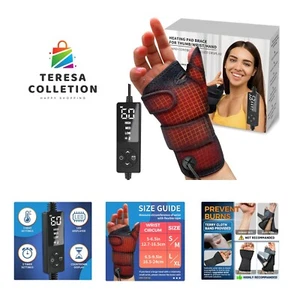 Wrist Thumb Brace Heating Pad for Arthritis and Carpal Tunnel Relief, Hand He... - Picture 1 of 8