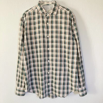 Camisa masculina coleção Eleventy Platinum grande leve sob medida xadrez recortada - Imagem 1 de 4