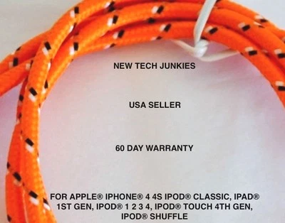 Cable de alimentación de sincronización de datos USB trenzado de tela de 6 pies Cable cargador para Apple iPhone 4 4S Foto 1 de 4