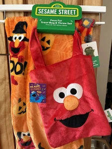 ELMO HALLOWEEN SESAMSTRASSE ORANGE FAUX FUN LECKERLI TASCHE & ÜBERWURF - Bild 1 von 5