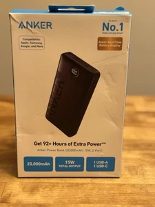 Brand New Anker Power Bank 20,000mAh, 15W, 2-Port (USB-A & USB-C) 20,000 mAh - Picture 1 of 3