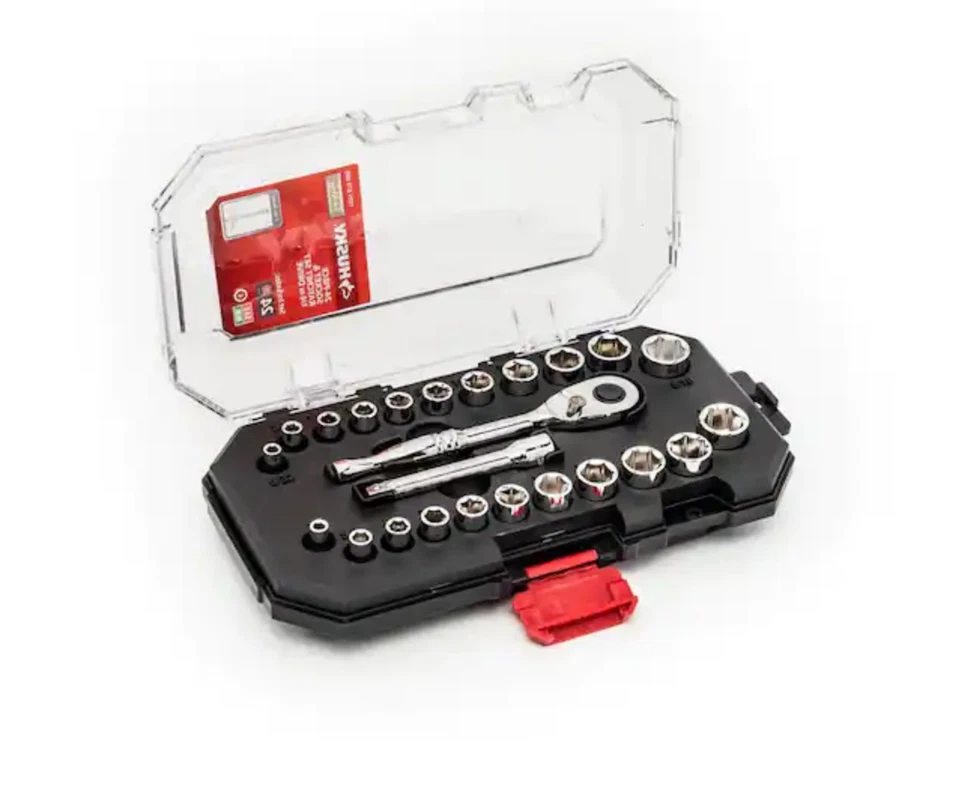 Husky 1/4 in. Drive Ratchet SAE/MM Metric Standard Socket Set (24-Piece) - Image 1 of 1