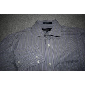 Camisa de Vestir Faconnable Para Hombre Talla Mediana Púrpura Gris Rayas Algodón HECHA en EE. UU. - Imagen 1 de 6