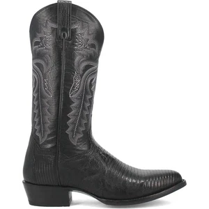 Dan Post Men’s Winston Black Exotic Lizard Leather 13” Round Toe Cowboy Boot - Picture 1 of 6