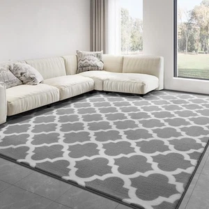 Morroccan Modern Area Rug for Living Room Bedroom, 4x6 ft Low Pile Shag Geome... - Picture 1 of 7