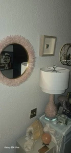 Rose Quartz MoonStone Mirror Cute Design Decorative Aesthetic Heavy Authentic - Picture 1 of 1