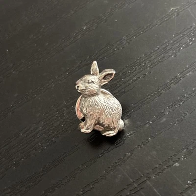 Vintage Bunny Rabbit Tie Pin Pewter Silver tone Tie Tack Lapel Pin Animal K1 - Image 1 of 3