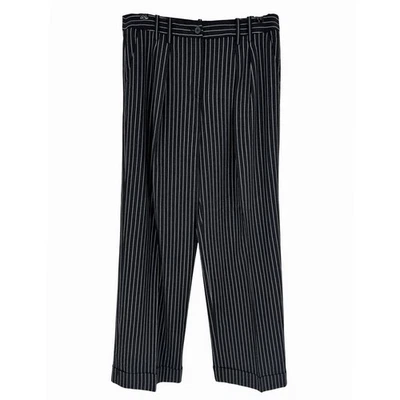 Armani Collezioni Pinstripe Pleated Wool Blend Trouser Pants Size 12 Academia - Image 1 of 4