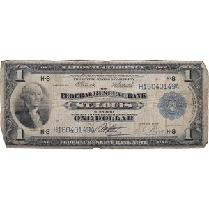 1918 $1 Federal Reserve Note St. Louis Missouri VG - Picture 1 of 2