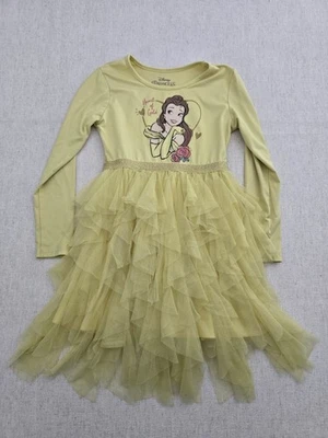 Disney Princess Dress Girls 24 Yellow Belle Graphic Pullover Long Sleeve Tulle - Image 1 of 4