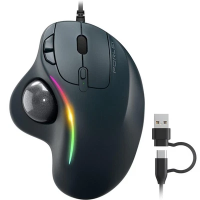 Wired Trackball Mouse, Ergonomic Comfort Design Reduces Muscle Strain, Easy T... - Image 1 of 4