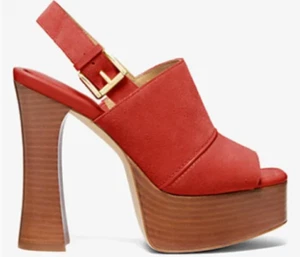 NWB MICHAEL KORS WOMENS Rye Suede Platform Sandal TERRA COTTA SIZE 9 M - Picture 1 of 6