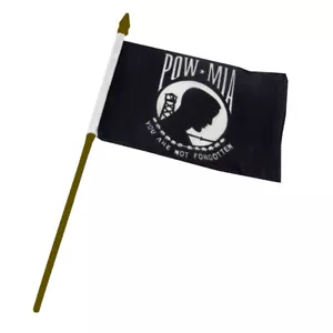 POW MIA POWMIA Prisoner of War Flag 4"x6" Desk Table Gold Staff - Picture 1 of 1