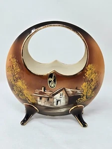 JARRÓN CANASTA DE PORCELANA PENCO VINTAGE PINTADO A MANO HECHO EN PORTUGAL PV 1905 - Imagen 1 de 8