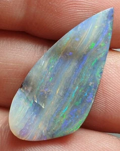 Polished Boulder Opal Green Blue Stripe Pattern Quilpie Specimen 7.8 Ct Lapidary - Picture 1 of 12