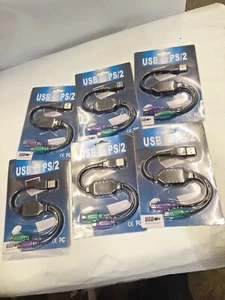 Lot-6 USB Male to Dual PS/2 PS2 Female Cable Mouse Keyboard Adapter Converter AD - Picture 1 of 10