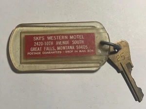 SKI'S Western Motel Hotel Motel Room Key Fob & Key Great Falls Montana #25 RARE - Picture 1 of 2