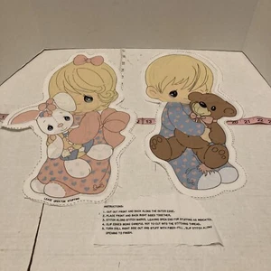 2 Sets Precious Moments Bedtime Babies Fabric Cut-Outs Pillows Vintage Boy/Girl - Picture 1 of 11