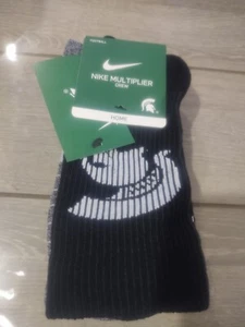 NIKE Multiplier Michigan State FOOTBALL SOCKS 2-PACK CREW DA6836-902 MENS L 8-12 - Picture 1 of 12