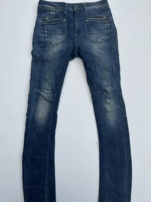 Jeans G-STAR RAW 3301 para mujer 24W x 30L azul ajustado RN 104506 bolsillos con cremallera Foto 1 de 4