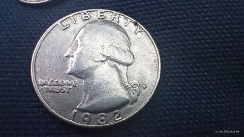 1982 P quarter filled in mint DDO With In God We Trust error Cover