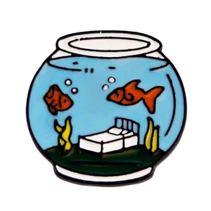 Fish Bowl Bedroom Enamel Pin Jewelry - Picture 1 of 4