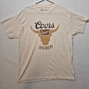 Coors Banquet Rodeo Front  Logo Distressed White/Beige T-Shirt Medium - Picture 1 of 6