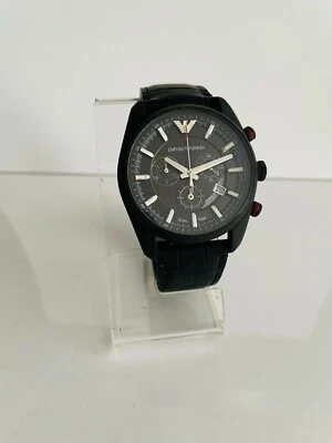 Emporio Armani AR6035 Men's Sportivo Chronograph Date Black Leather Strap Watch - Image 1 of 4