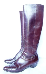 Salvatore Ferragamo Tall Brown Calfskin Leather Zip Riding Boot Size 7.5AA - Picture 1 of 12