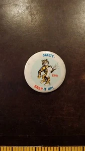 VINTAGE EXXON TIGER SICHERHEIT SNAP IT UP PIN KOSTENLOSER VERSAND   - Bild 1 von 3