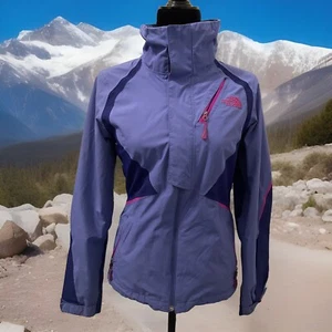 The North Face Rain Jacket Womens XS Blue Dryvent Hooded Removable Hood Full Zip - Picture 1 of 11