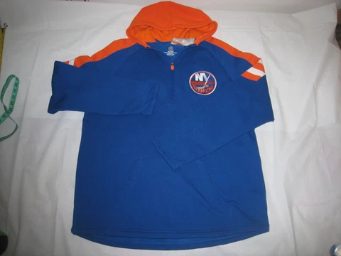 NHL New York Islanders Mens 1/4 zip Long Sleeve Pullover Hoodie Sweatshirt XL Cover
