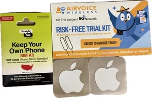 Straight Talk + Airvoice Activation Sims FREE TRIAL 10 Day Kit + Surfshark VPN - Photo 1 sur 4